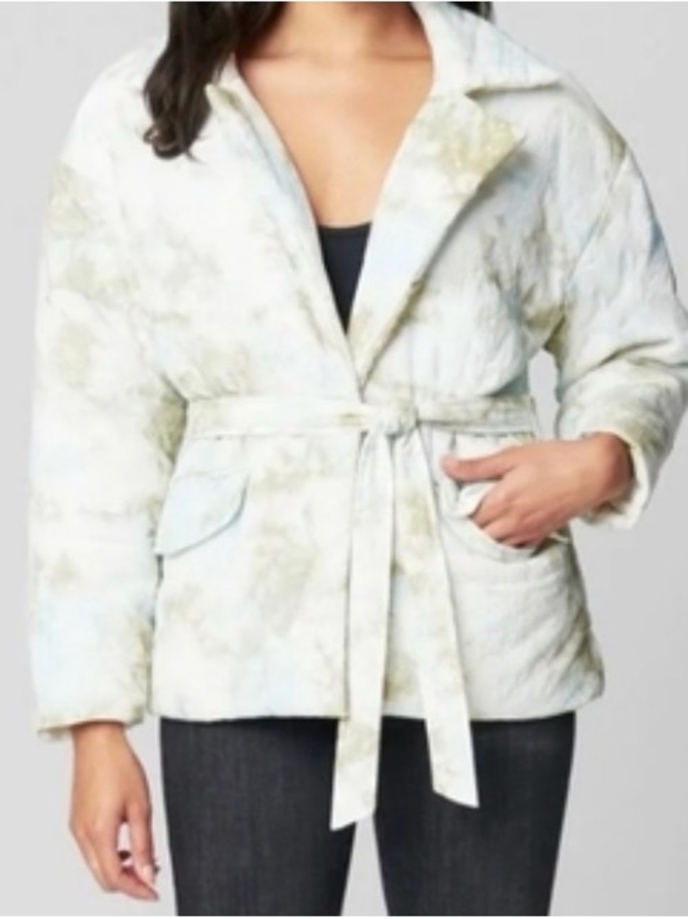 BLANK NYC white tie dye Women’s Quilted Tie-Waist Jacket - Light , S